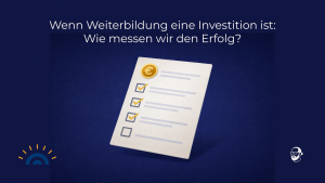 Visual mit dunkelblauem Hintergrund. In der Mitte schwebt ein leicht perspektivisch gekipptes, helles Checklisten-Dokument mit mehreren Kästchen, von denen einige abgehakt sind. Oben auf dem Dokument ein Euro-Symbol als Hinweis auf Investition. Unten links das Logo Augner Seminare, unten rechts das Signet von Michael Augner.
