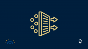 Grafik: Goldenes Filtersymbol auf dunkelblauem Hintergrund. Links mehrere Punkte, rechts wenige Pfeile. Unten links Logo Augner Seminare, unten rechts Signet von Michael Augner.