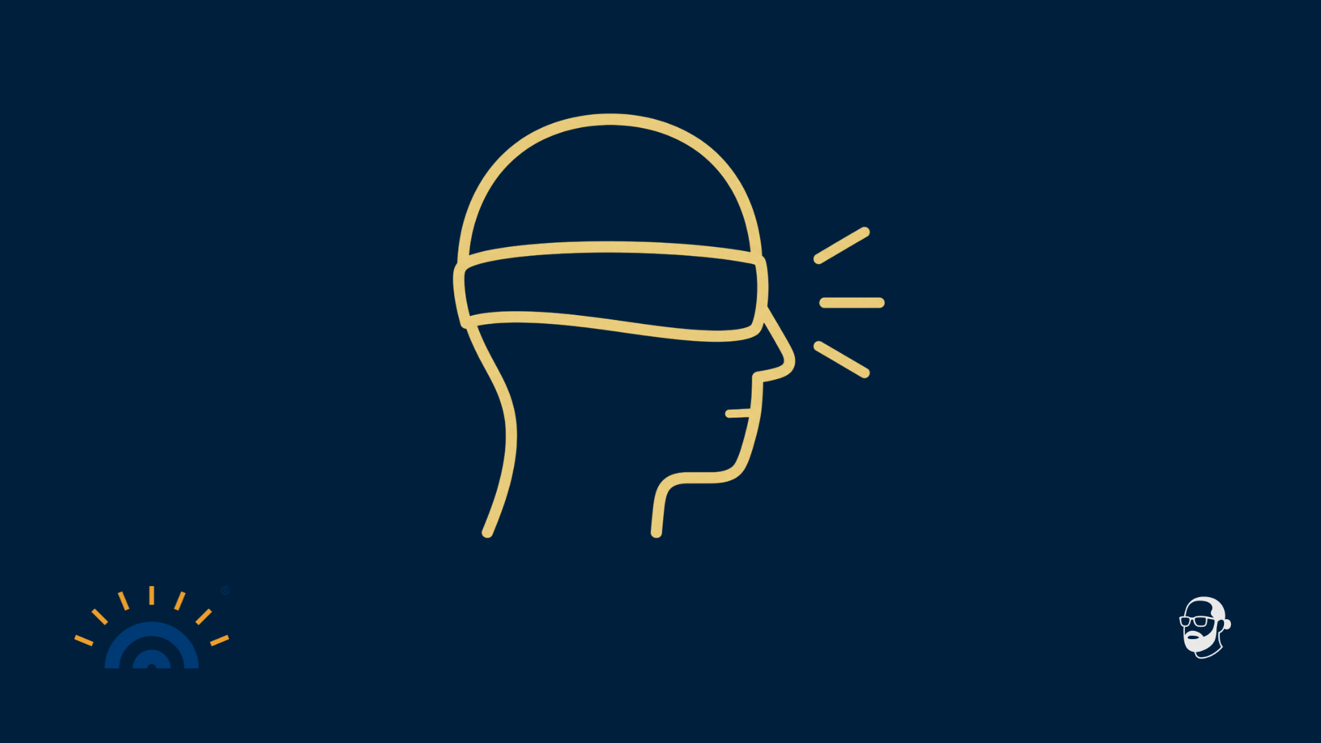Grafik auf dunkelblauem Hintergrund: Ein stilisierter goldener Kopf mit verdeckten Augen symbolisiert eingeschränkte Wahrnehmung und vorschnelle Verallgemeinerungen. Unten links das Logo Augner Seminare, unten rechts das Signet Michael Augner.